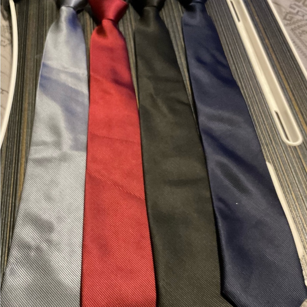 Elegant Silk Tie  in Red, Black, Blue, and Gray